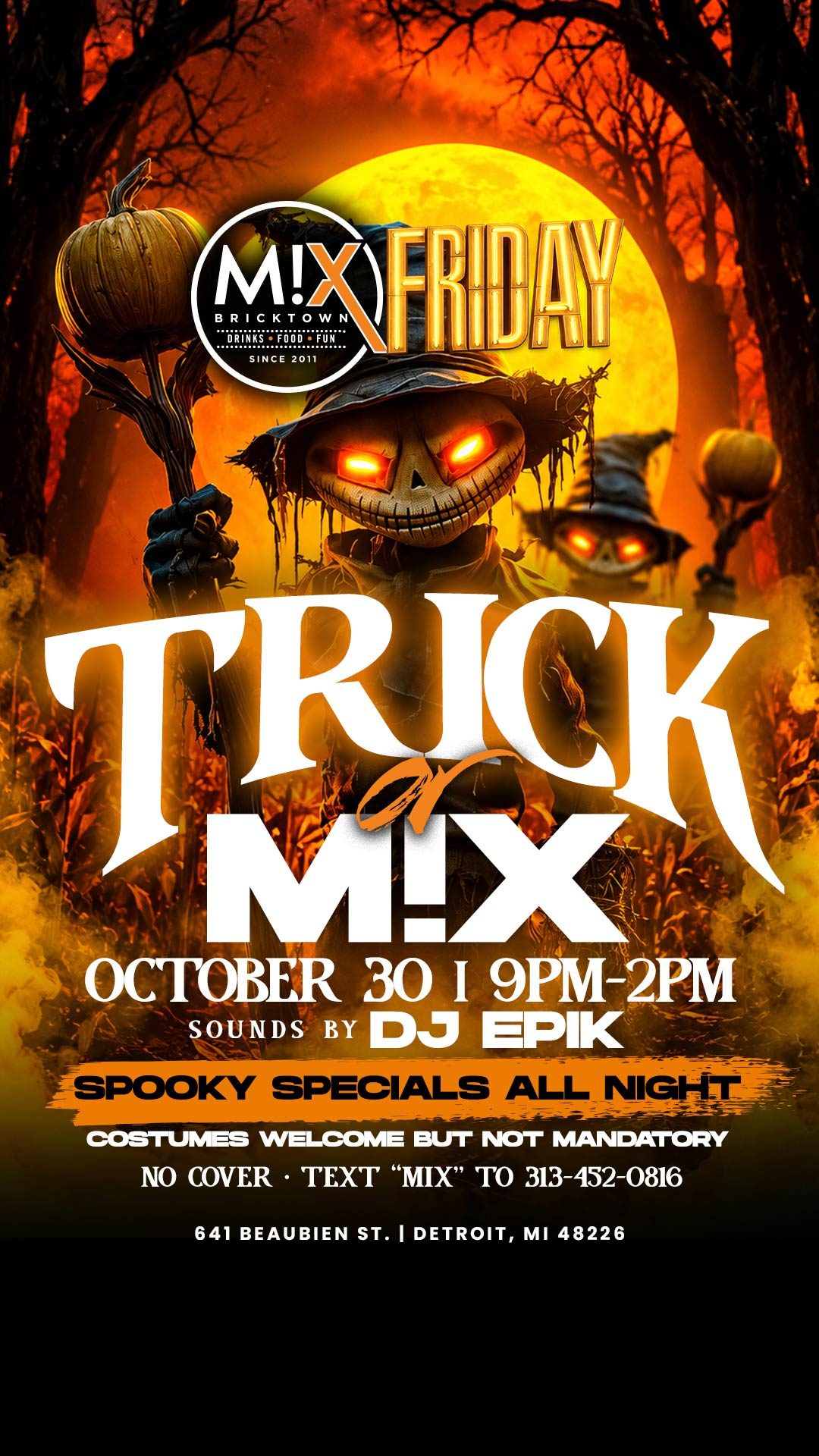 Trick or Mix flyer, Mix Bricktown Mix Friday, October 30